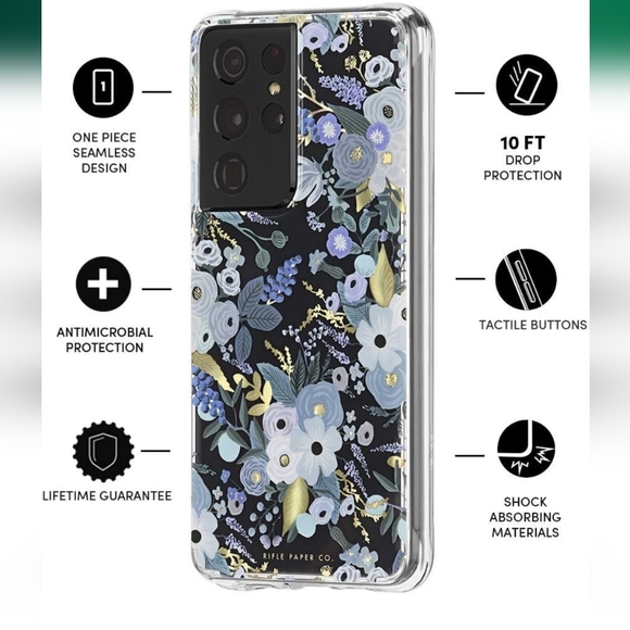 New w/Ring Grip Garden Party Blue Rifle Paper Co Samsung Galaxy S21 Phone Case - Picture 4 of 8